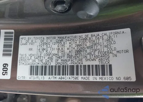 2012 Toyota Tacoma Prerunner V6 из США, поврежденный, VIN 3TMJU4GNXCM128023